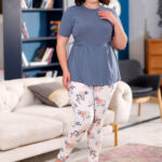 بيجامه بلوزة وبنطلون زهور - كود 2710