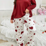 بيجامة حريمي بطبعة قلوب - كود 3030