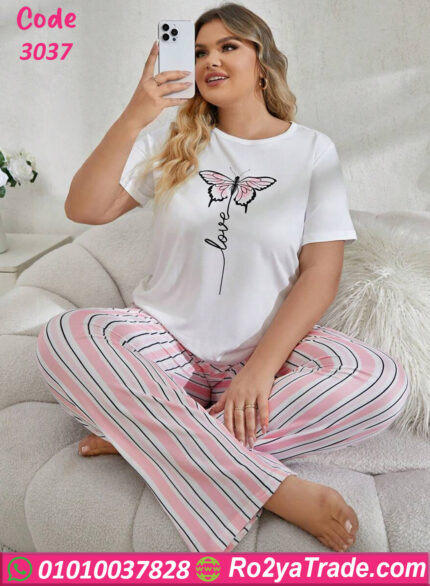 بيجامة انيقه مخططة - كود 3037