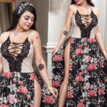 قميص نوم دانتيل مثير بفتحات جانبية - كود 401