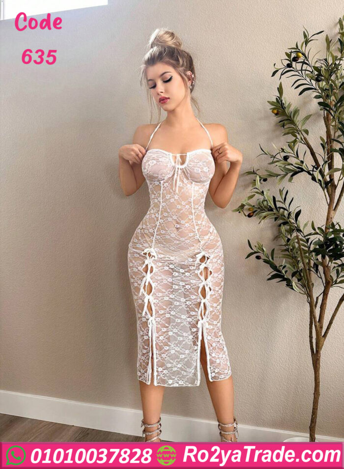 قميص نوم مثير ابيض - كود 635