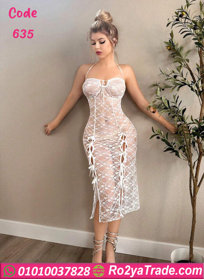قميص نوم مثير ابيض - كود 635