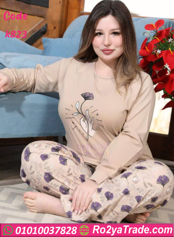 بيجامة ستان مشجرة - كود k823