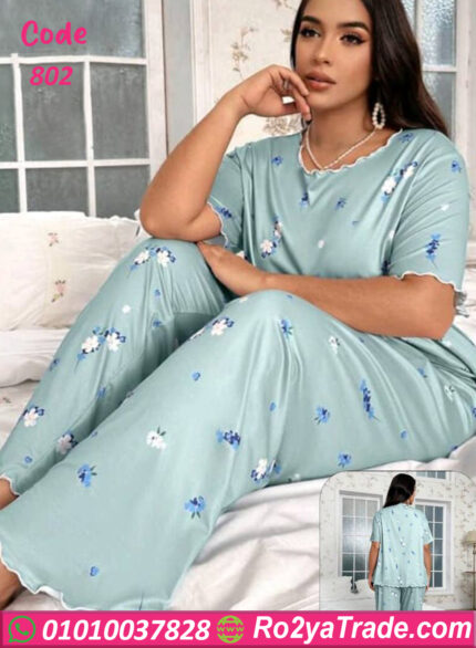 بجامه نص كم قطن نسائي - كود 802