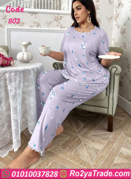 بجامه نص كم قطن نسائي - كود 802