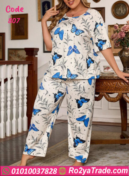 بجامه قطن حريمي نص كم - كود 807