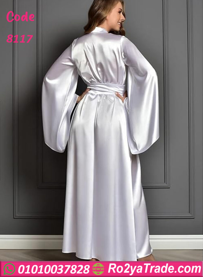 روب العروسة ستان ناعم - كود 8117
