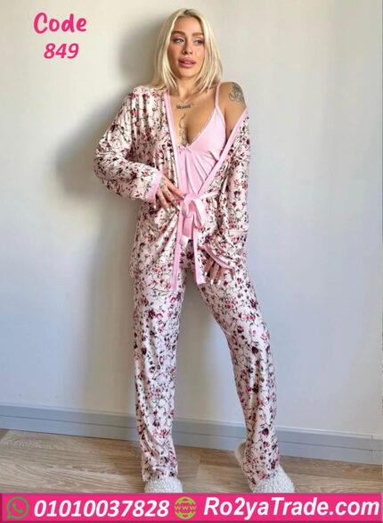 بيجامه حريمي قطن 3 قطع - كود 849