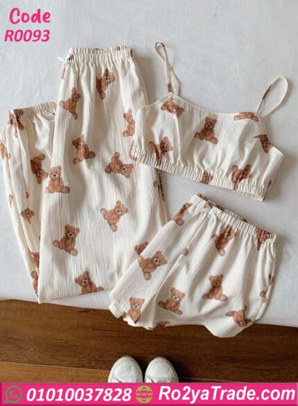 طقم 3 قطعه توب وبنطلون وشورت - كود R0093