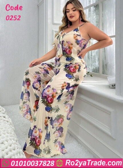 بيجامة حريمي صيفية بزهور - كود 0252