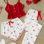 بيجامه 3 قطع مريحه حريمي - كود 1213