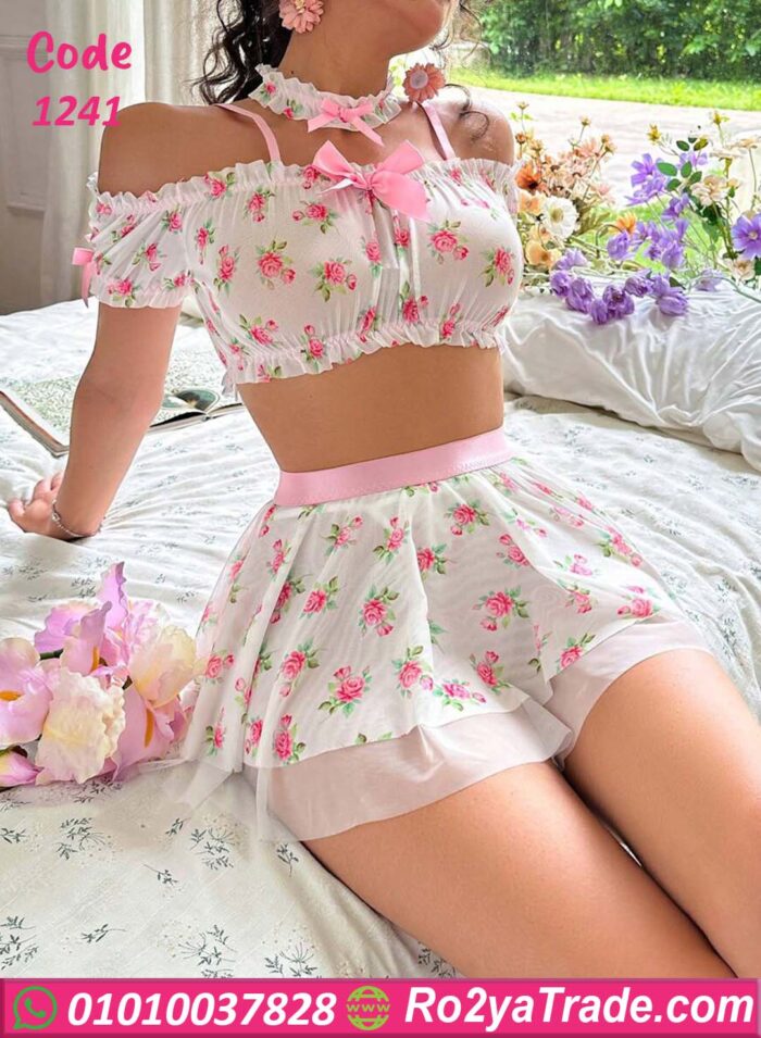 توب وميني جيب بتصميم أنثوي - كود 1241