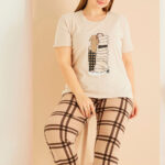 بيجامة حريمي كاروهات أنيقة - كود 2101