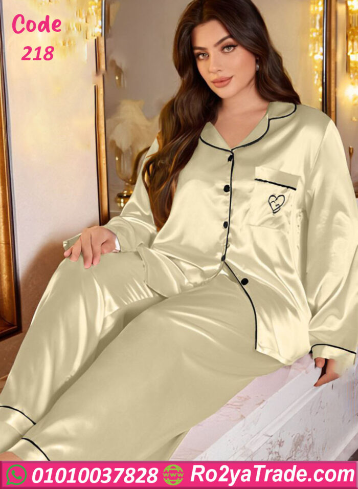 بيجامة ستان زراير - كود 218