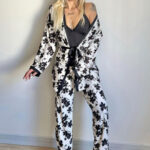 بيجامه حريمي بالروب 3 قطع - كود 2101