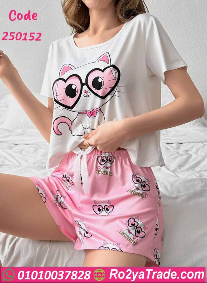 بيجامه شورت نص كم حريمي - كود 250152