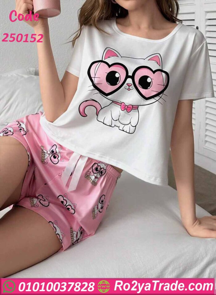 بيجامه شورت نص كم حريمي - كود 250152