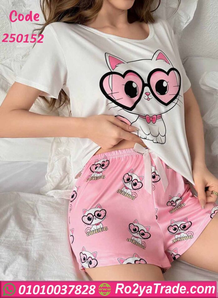بيجامه شورت نص كم حريمي - كود 250152