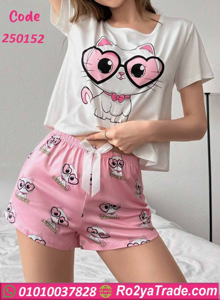 بيجامه شورت نص كم حريمي - كود 250152