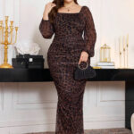 فستان طويل تايجر بأكمام شفافة - كود 321