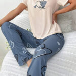 بيجامه حريمي نص كم - كود 6042