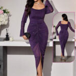 فستان مجسم سواريه - كود 0102