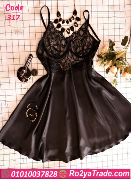 لانجيري حرير كود 317 بتصميم أنيق ولمسة ناعمة على الجسم. خامة فاخرة تمنحك راحة وأناقة مع مظهر جذاب، مثالي للعرايس ولليالي رومانسية مميزة.