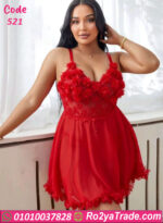 قميص نوم شفاف احمر - كود 521
