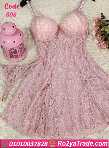 قميص نوم دانتيل قصير - كود 808