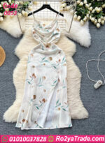 كاش مايوه أبيض بنقشة ورد