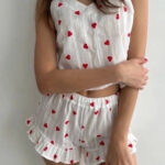 طقم هوت شورت صيفي قلوب