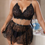 لانجري دانتيل أسود بسلاسل فخمة