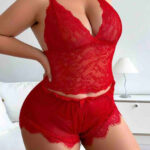 لانجري دانتيل أحمر