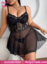 قميص اسود شفاف قصير - كود 0443