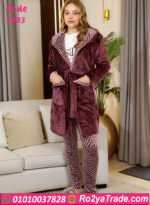 بيجامة شتوي قطيفة بالروب