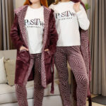 بيجامة شتوي قطيفة بالروب