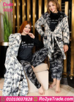 بيجامة شتوي قطيفة بالروب