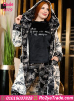 بيجامة شتوي قطيفة بالروب