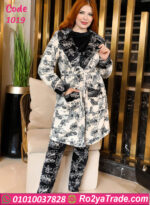 بيجامة شتوي قطيفة بالروب