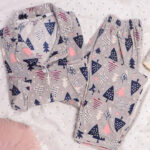 بيچامة قطيفة شتوي مطبوعة حريمي