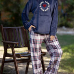 بيجامة شتوي قطيفة كاروهات بيج سايز