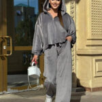 طقم بيتي قطيفة ناعم