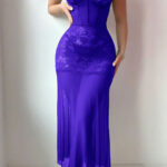 لانجري طويل بنفسجي دانتيل فاخر