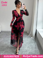 فستان صيفي مورد طويل