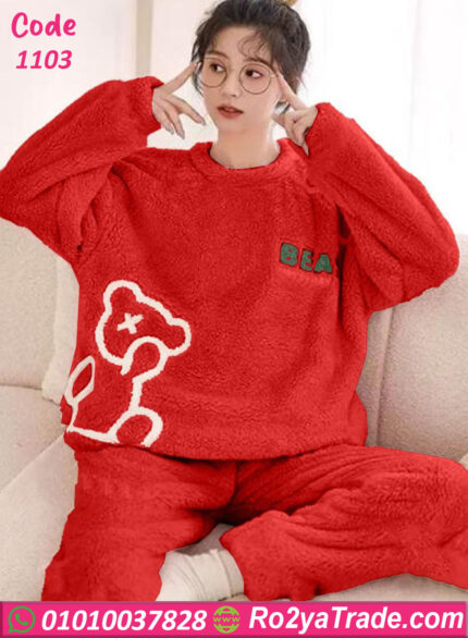 بيجامة فرو شتوي بناتي تيدي بير