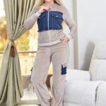 ترينج حريمي قطيفة بجيوب جينز