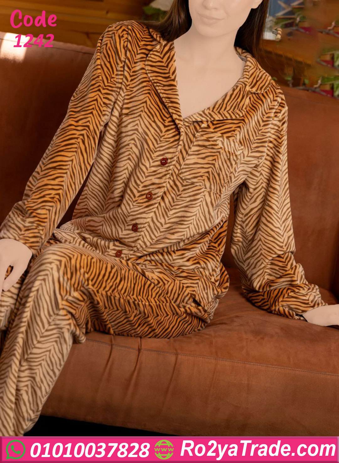 1242-2 بيجامة قطيفة شتوي ناعمة