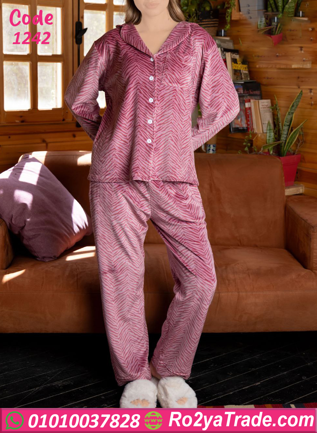 1242-6 بيجامة قطيفة شتوي ناعمة