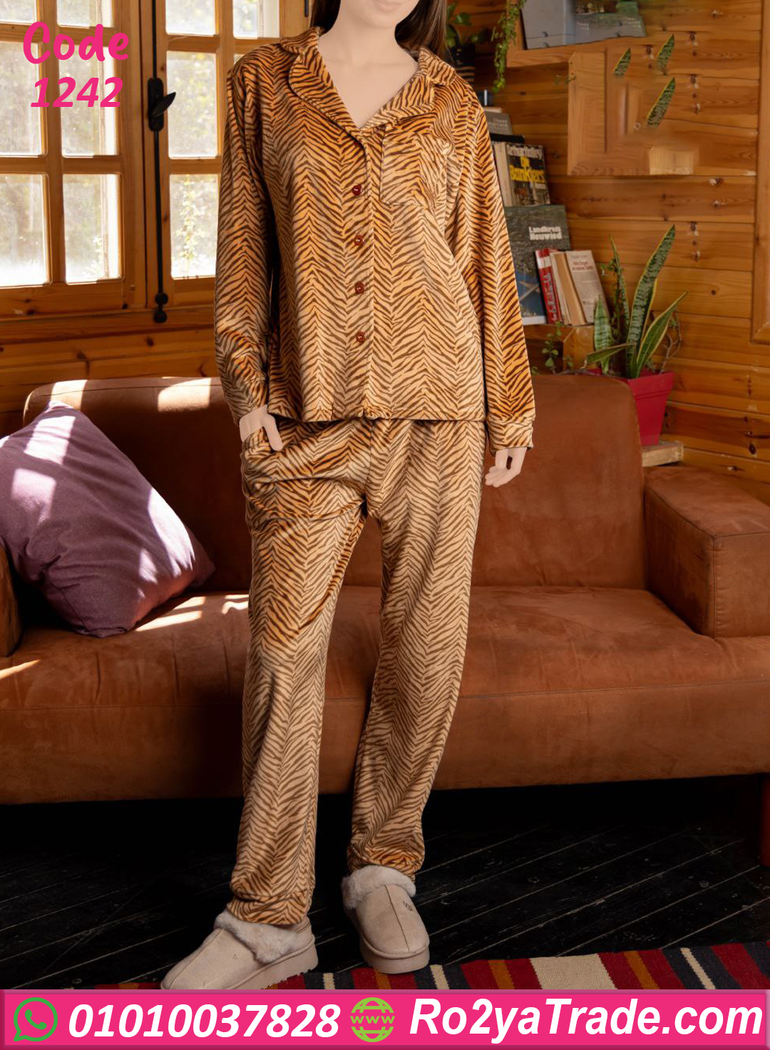 1242-7 بيجامة قطيفة شتوي ناعمة