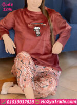 بيجامة قطيفة شتوي مطبوعة